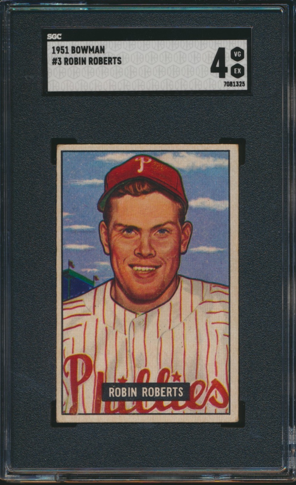1951 BOWMAN BASEBALL #3 ROBIN ROBERTS SGC 4 VG-EX HOF