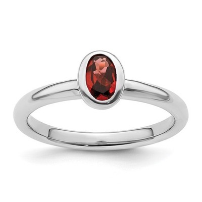 925 Sterling Silber Vorsteckbar Expressions Oval Granat Ring Größe 10