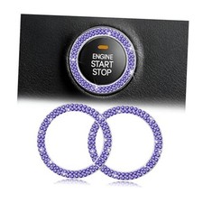 Bling Car Engine Start Ring Decals, 2PCS Crystal Rhinestone Double Royal Blue