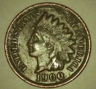 1900 - P Indian Head Penny; V - Good condition ; NICE LIBERTY ON HEAD BAND
