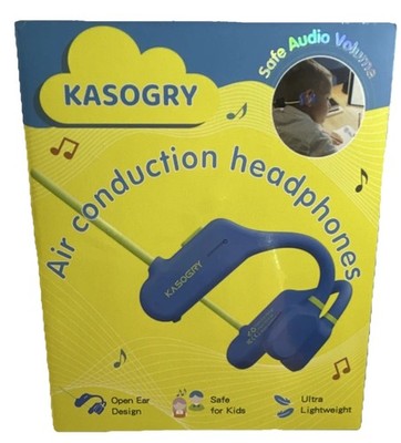 KASOGRY Kids Bone Conduction Bluetooth Headphones Open Ear Safe Audio Blue New