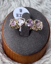 NEW 925 STERLING SILVER ETERNITY PINK HEART HEARTS BAND PROMISE RING SIZE 8