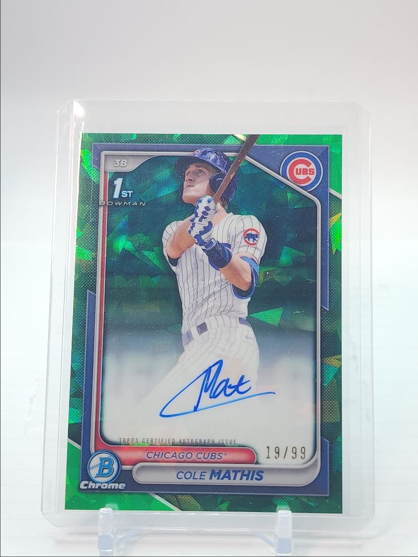 COLE MATHIS 2024 BOWMAN CHROME 1ST SAPPHIRE GREEN AUTOGRAPH AUTO /99 Q4871