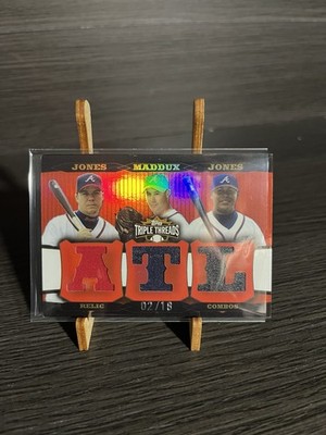 2006 Topps Triple Threads Greg Maddux Chipper Jones Andruw Jones GAME USED /18