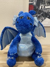 Stuffed Blue/Shiny Blue Dragon Plush Stuffed Animal 16  Tall Siting
