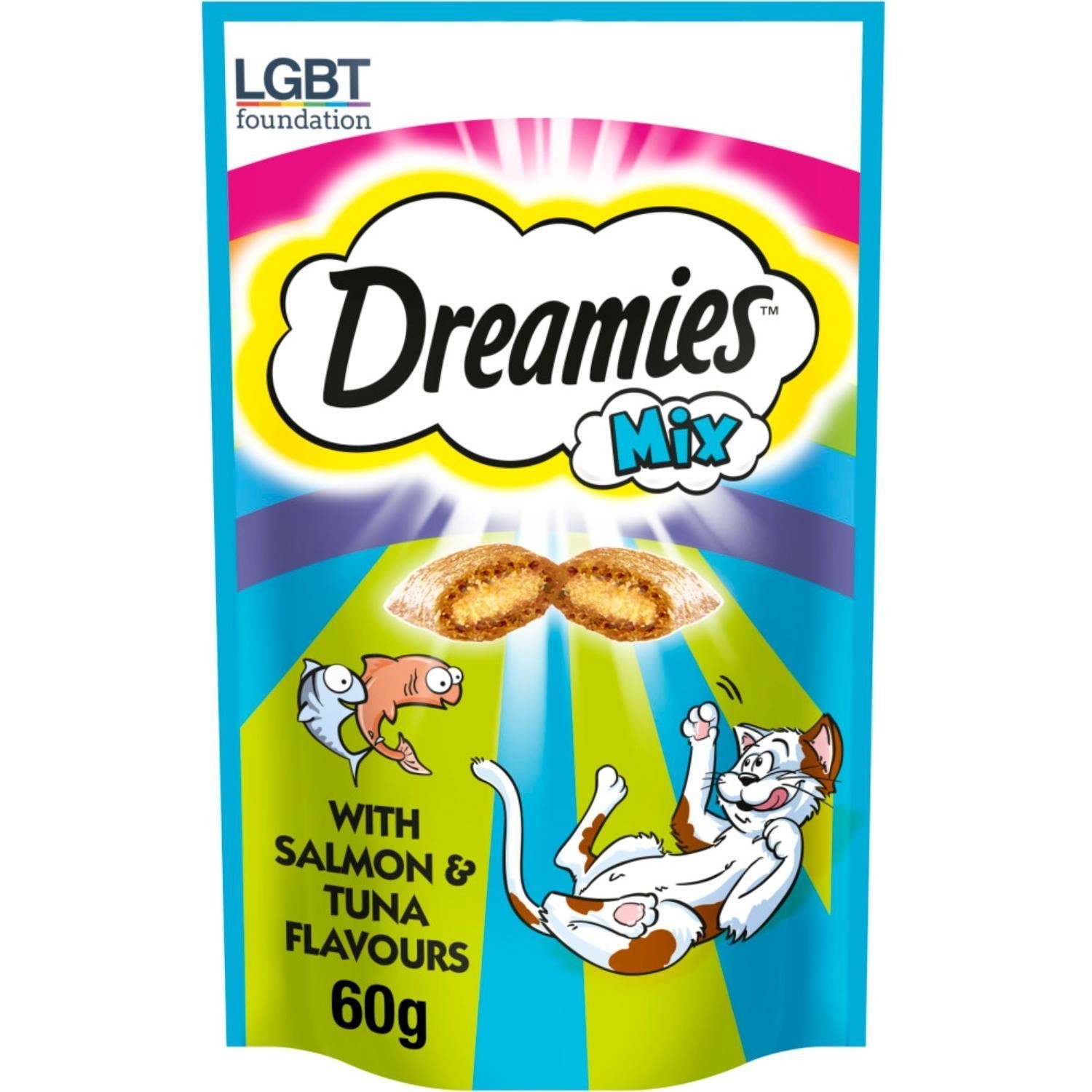 16 x 60g Dreamies Mix Adult Cat Treats Salmon & Tuna Cat Biscuits 960g