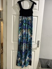 Monsoon Black Floral Jersey Maxi Dress Size 8