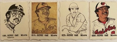 (4) REGGIE JACKSON Orioles Rare Gypsy Oak Micro Gumball Machine Baseball Cards