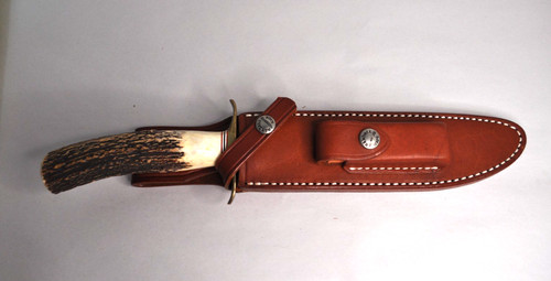 RANDALL MADE Stag Handle Bowie #7  Knife Sheath + Stone 11 3/4" Long