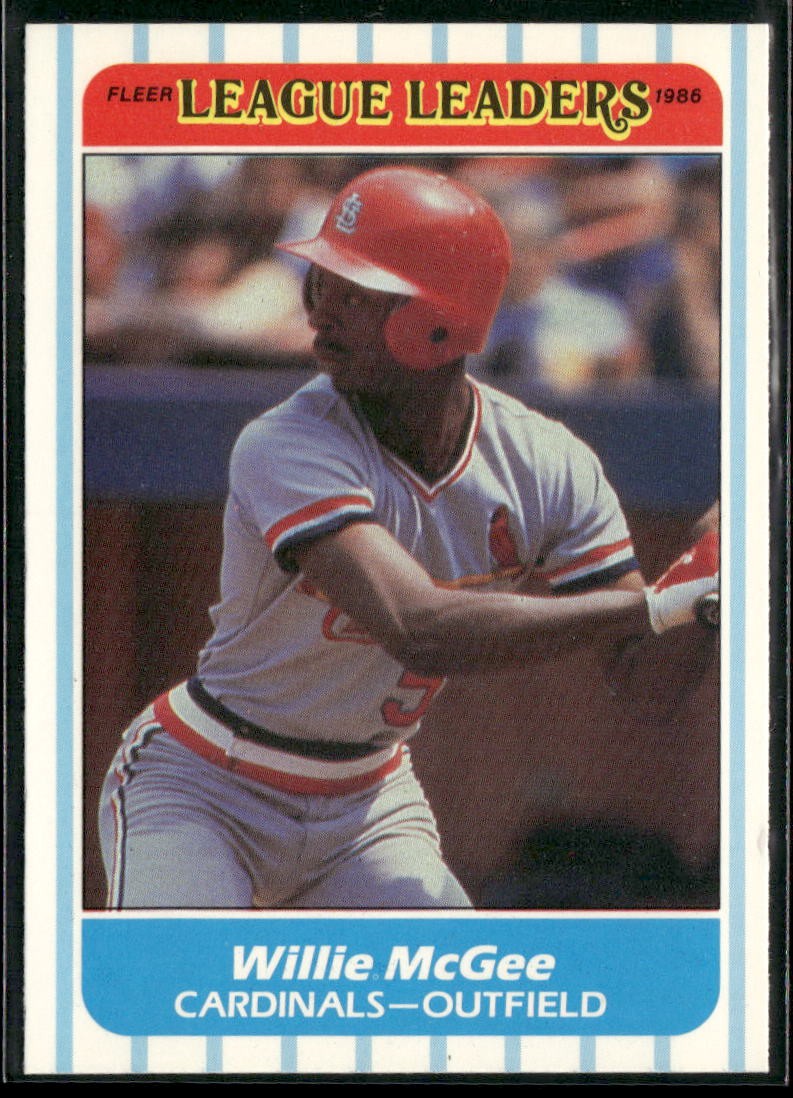1986 Fleer League Leaders Willie McGee St. Louis Cardinals #24