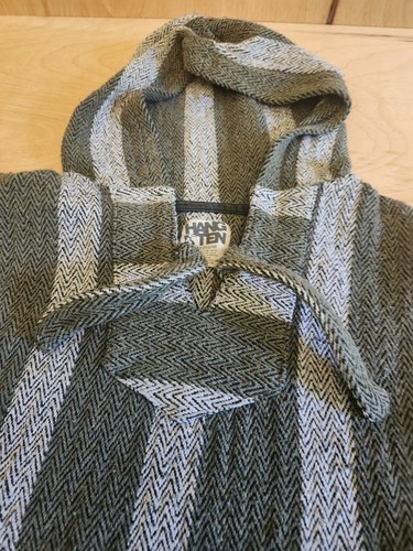 Baja Hoodie Drogenteppich Erwachsene Medium Herren grau und grün gestreift Langarm Herren - Bild 4 von 8