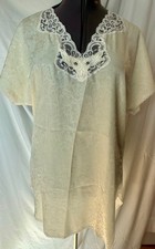 Vintage Val Mode Nightgown Medium Ivory Lace Nylon Lingerie Sheer USA