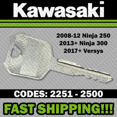 Kawasaki Ninja 250 300 Versys Replacement Key Cut to Your Code 2251 - 2500
