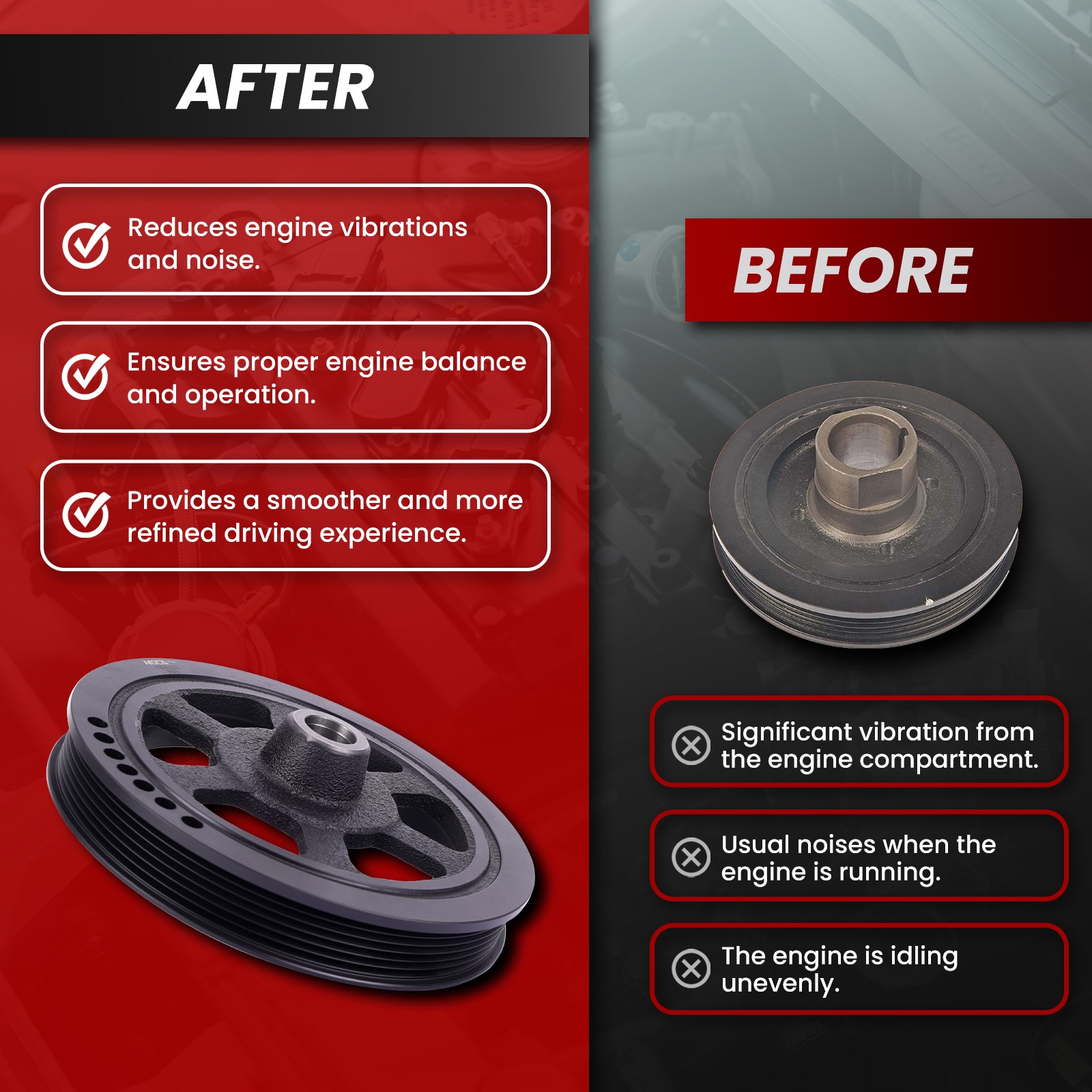 For Caravan Town Country Voyager Harmonic Balancer Serpentine Belt Component Kit thumbnail 6