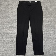 St John Alexa Pants Women 10 Black Slim Stretch Career Side Zip Ankle Ponte Knit