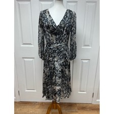 Alice + Olivia "Coco" V-Neck Long Sleeve Snakeskin Print Cocktail Dress - Size 8