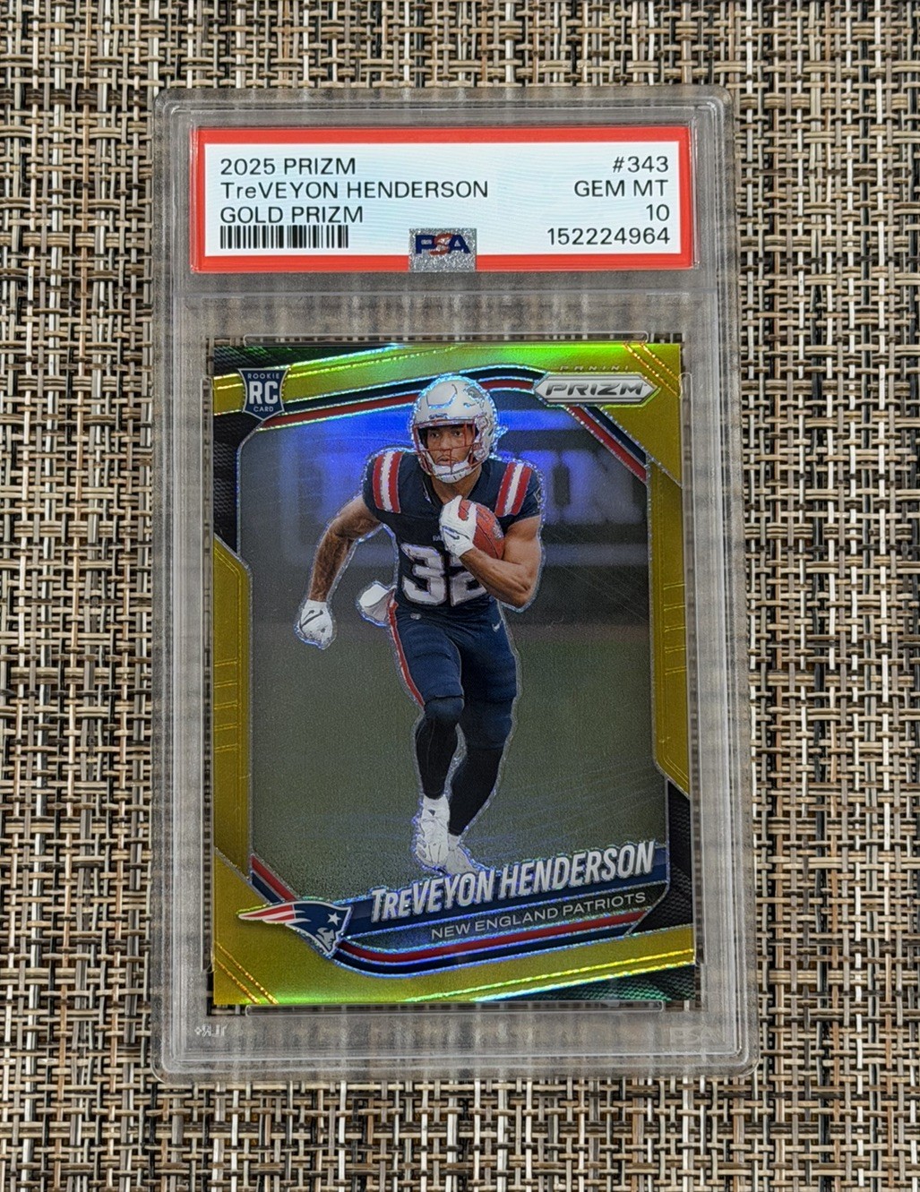2025 Panini Prizm Treveyon Henderson True Gold Prizm Rookie /10 PSA 10 Gem Mint