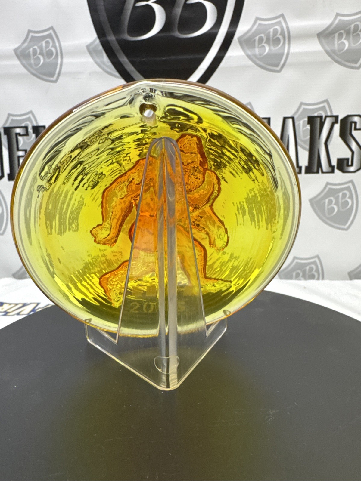 Blenko Glass Suncatcher - Bigfoot - Tangerine Cryptid Series 2025