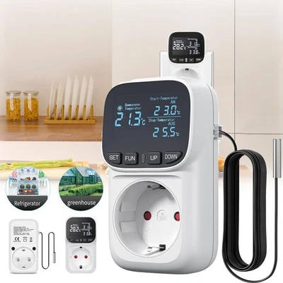 MARKENLOS Steckdosenthermostat Temperaturregler 230V mit Fühler Digital Temperaturschalter