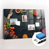 Glas Magnettafel Pinnwand Mit Marker Schwamm Magneten KüChenaccessoires 90X60 Cm