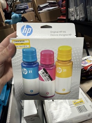 HP 31  Cyan, Magenta, Yellow Ink 3-Pack Bottles Exp. 05/2026 NEW SEALED