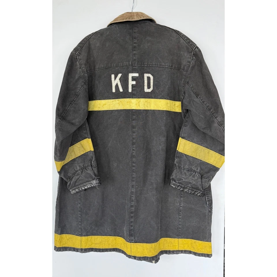 Vintage Globe Fireman's Firefighters KFD Turnout Jacket Black Size 44 Chore Coat - Image 2 of 4