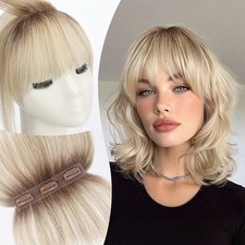 EMMOR Clip in Bangs, 100 Human Hair Bangs with 3 Non-slip Clips, 360 Cover Top