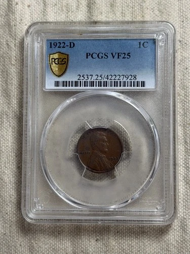 1922-D Lincoln Cent PCGS VF25 Gold Shield Nice Better Date Circulated Coin