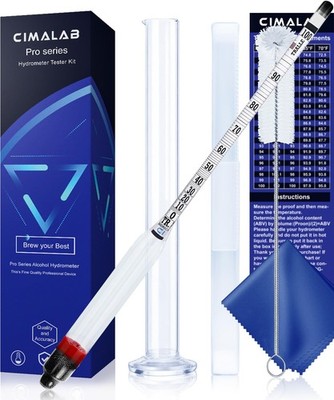 CIMALAB Hydrometer Alcohol Meter Kit, Hydrometer Alcohol 0-200 Proof & Tralle...