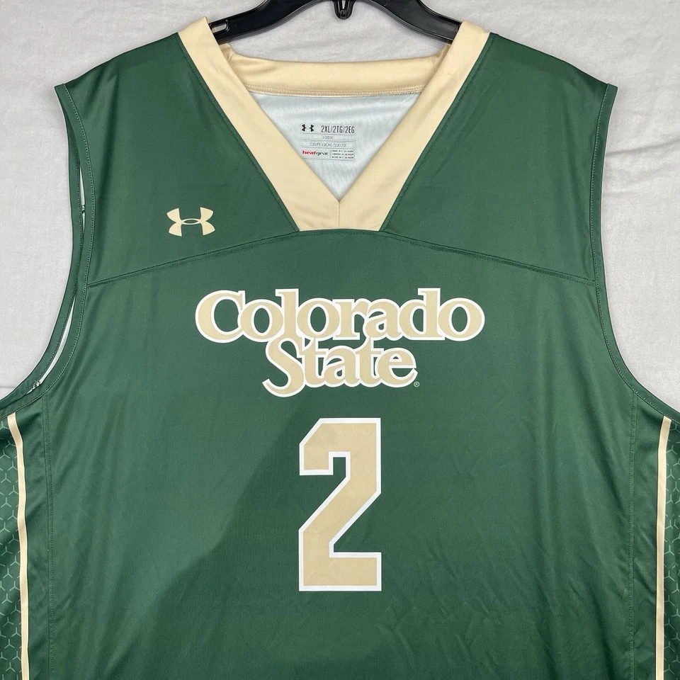 Colorado State Jersey Mens 2XL Under Armour Green Basketball Rams NCAA Authentic - Image 3 of 4