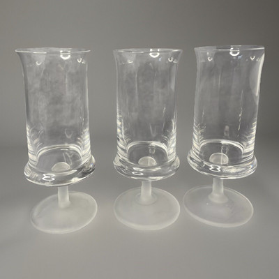 Set of 3 Cordial Wine Glasses Crystal Clear Flute with Frosted Stem
