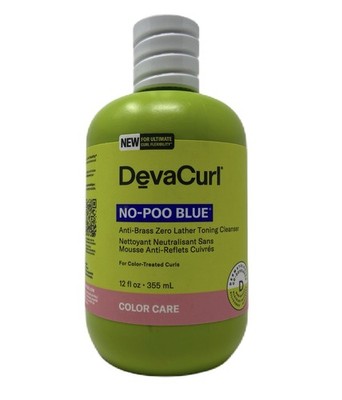 DevaCurl No-Poo Blue Anti Brass Toning Cleanser 12 fl oz For Color Treated Curl