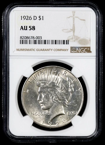 1926-D Peace Dollar – NGC AU58 – Blast White – Full Cartwheel Luster - #331