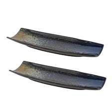 Uaral Sushi Plates 12.5" Teppanyaki Sashimi Ceramic Serving Tray Set of 2