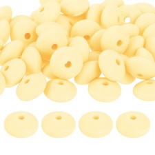 50Pcs 12mm Silicone Lentil Beads, Loose Abacus Bead for DIY Light Yellow 