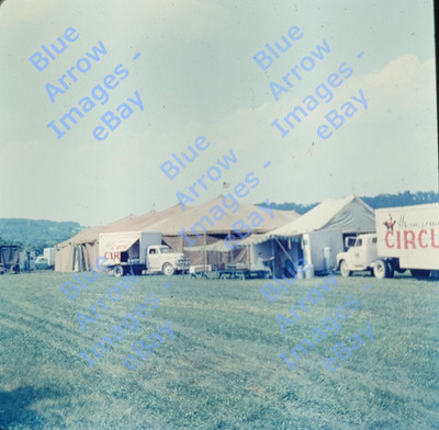 1960s 120 Med Film Slide Hoxie Bros Circus Big Top Trucks Columbia PA #12946