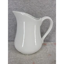 Pier 1 White Porcelain Pitcher Creamer Server 6.5" Tall 