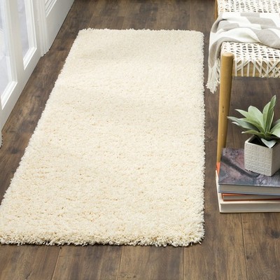 Runner Rug 2 3 x 19 Ivory Shag Ultra Plush Non Shedding Safavieh SG151-1212 Easy
