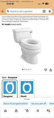 Carex Toilet Seat Riser Elongated Raised Toilet Seat Adds 3.5 inches to Toilet