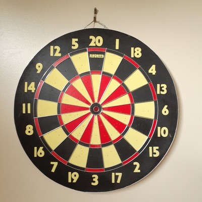 Vtg Regent Double 2-Sided Dart Board w/Baseball Made in Taiwan Wooden