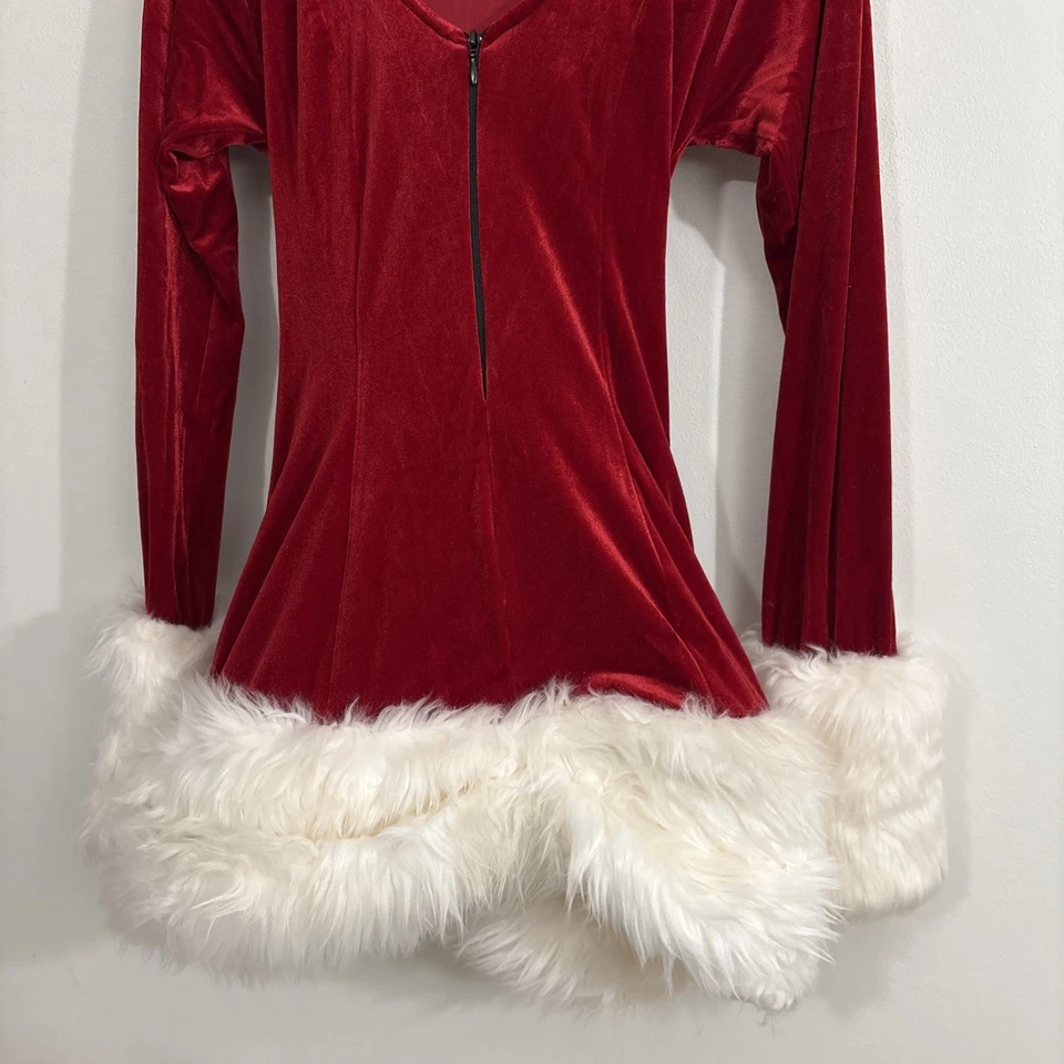 De colección J Valentine Mrs. Disfraz Cláusula Navidad Terciopelo Rojo Fax Piel Mujer’s Pequeño Foto 3 de 4