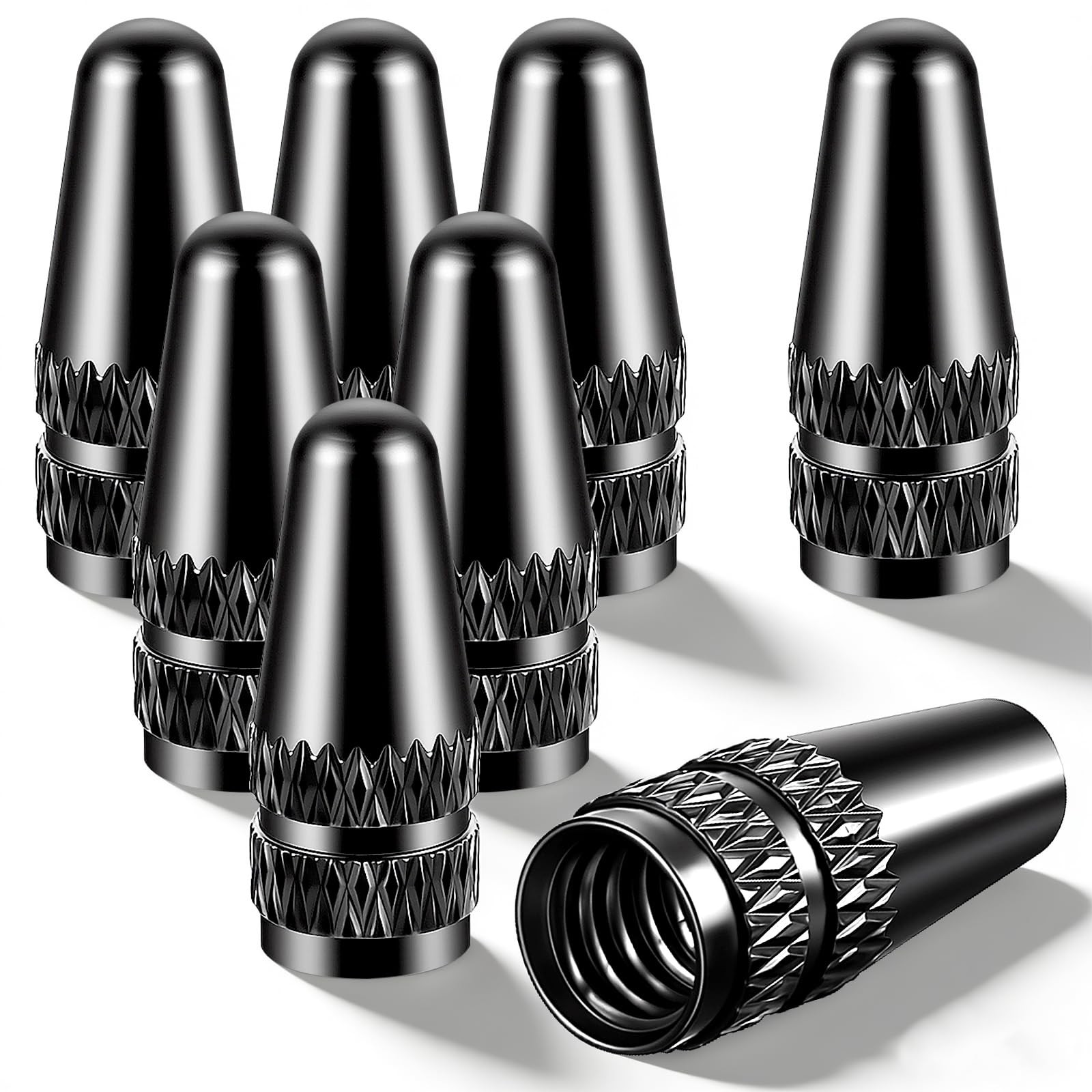 Abeillo Black Presta Valve Cap, 8 Pack Aluminum Anodized Bike Valve Stem Caps Bi