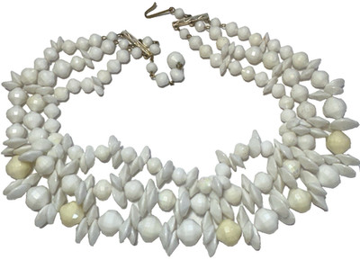 Vintage Necklace SIGNED WEST GERMANY Multi Strand Bib Disco Cut Beaded Lucite 4