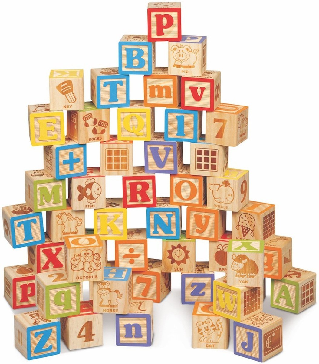 Maxim Deluxe Wooden ABC Blocks. Extra-Large Engraved Baby Alphabet