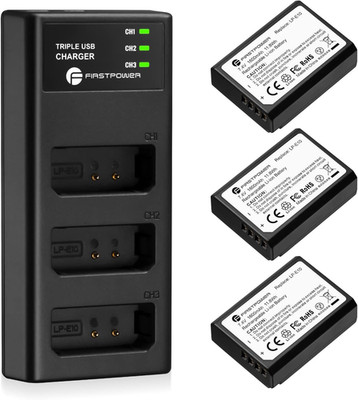 Firstpower LP-E10 Akku 3er Pack und Triple Slot Ladegerät kompatibel mit Canon E