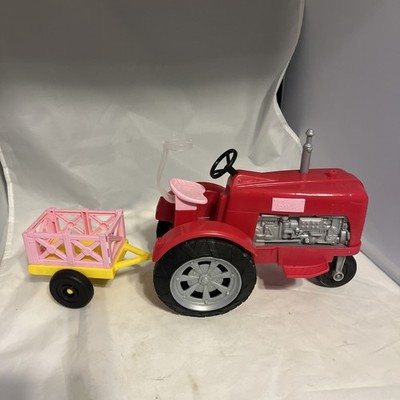 2017 Barbie Sweet Orchard Farm Red Tractor With Cart Farmer Tractor Trailer