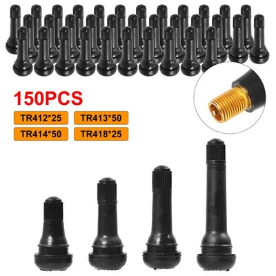 150x TR412 TR413 TR414 TR418 Tire Valve Stems Rubber Snap-in Tubeless Valve Stem