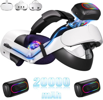 20000Mah Dual Magnetic Battery Head Strap Compatible with Meta Oculus Quest 2/3/