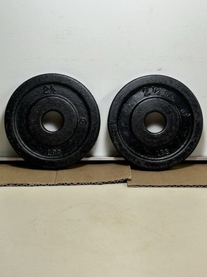 Vintage Circle T  Barbell Plates  Pair of 2.5 Pound Standard Weight Plates Black