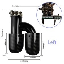 Universal Carbon Fiber Exhaust Muffler Tip Black H-shaped Double Outlet Glossy Universal Carbon Fiber Exhaust Muffler Tip Black H-shaped Double Outlet Glossy